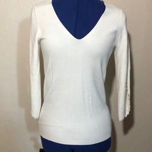 Pearl detail, 3qt sleeve cream elegant sweater 🤍